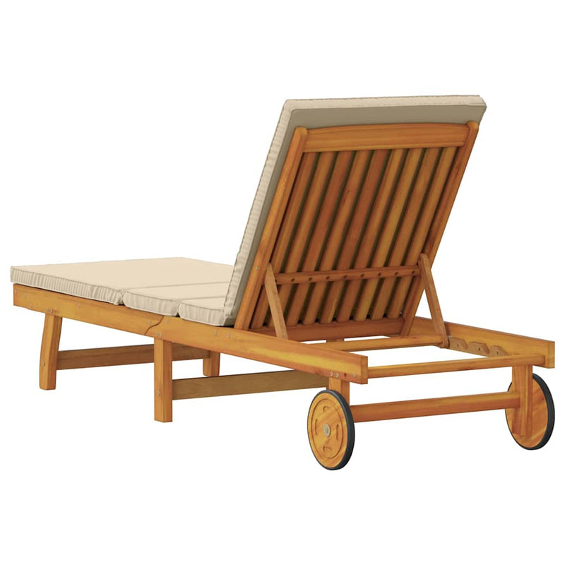 vidaXL Napozó párnával 1-személy Barna 63 x 199 x 85cm Tömör akácfa