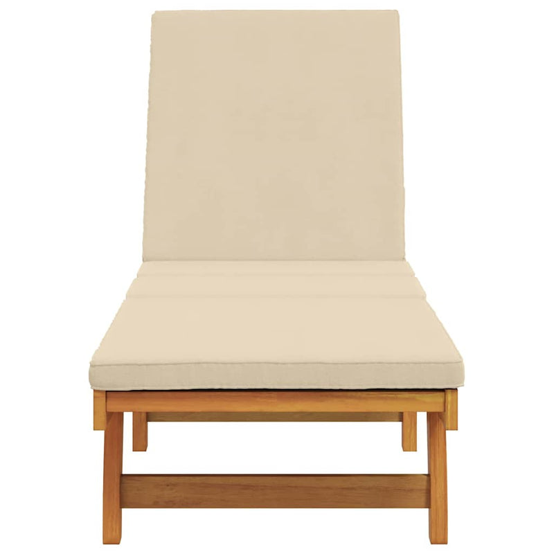 vidaXL Napozó párnával 1-személy Barna 63 x 199 x 85cm Tömör akácfa