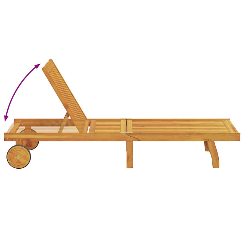 vidaXL Napozó párnával 1-személy Barna 63 x 199 x 85cm Tömör akácfa