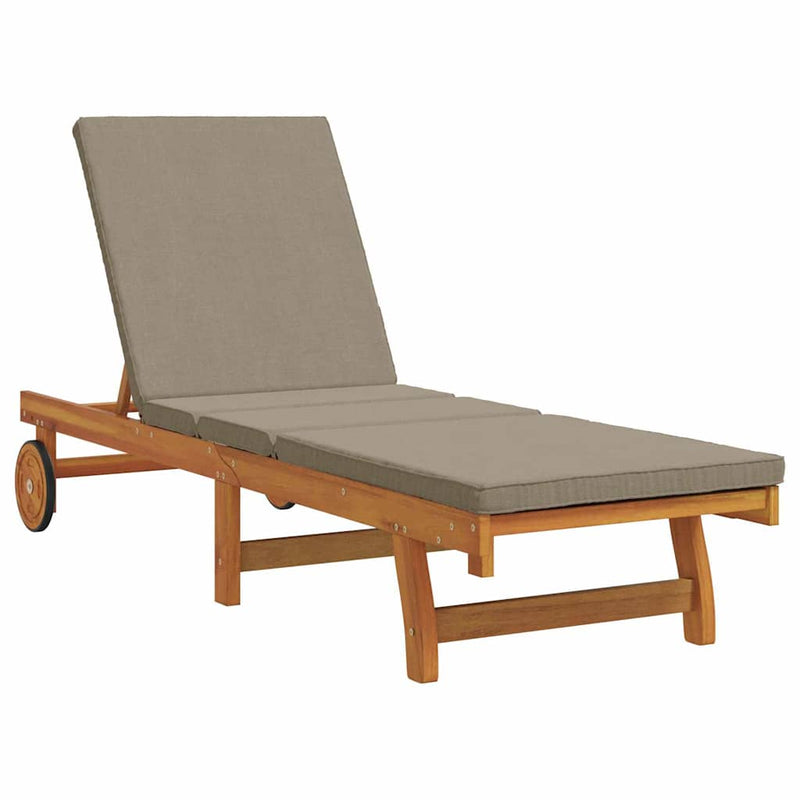 vidaXL Napozó párnával 1-személy Barna 63 x 199 x 85cm Tömör akácfa