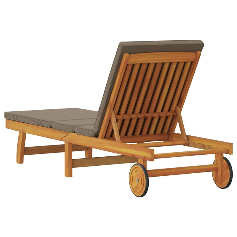 vidaXL Napozó párnával 1-személy Barna 63 x 199 x 85cm Tömör akácfa