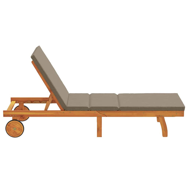 vidaXL Napozó párnával 1-személy Barna 63 x 199 x 85cm Tömör akácfa