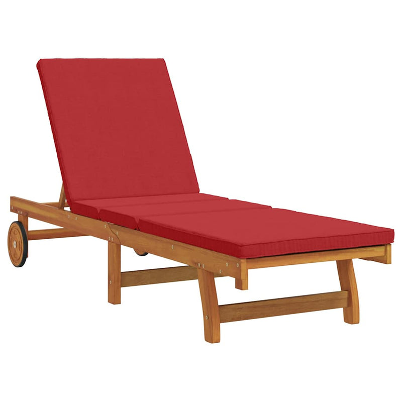 vidaXL Napozó párnával 1-személy Barna 63 x 199 x 85cm Tömör akácfa