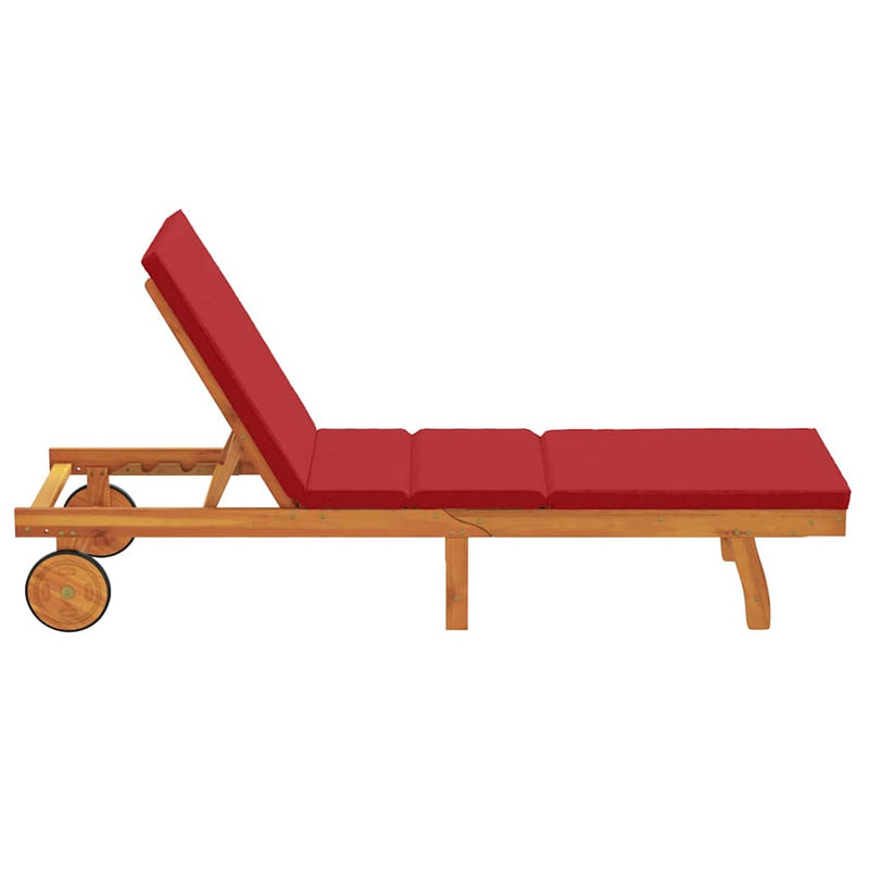 vidaXL Napozó párnával 1-személy Barna 63 x 199 x 85cm Tömör akácfa