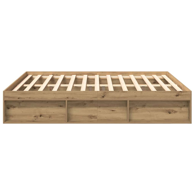 vidaXL kézműves tölgy szerelt fa ágykeret matrac nélkül 180x200 cm