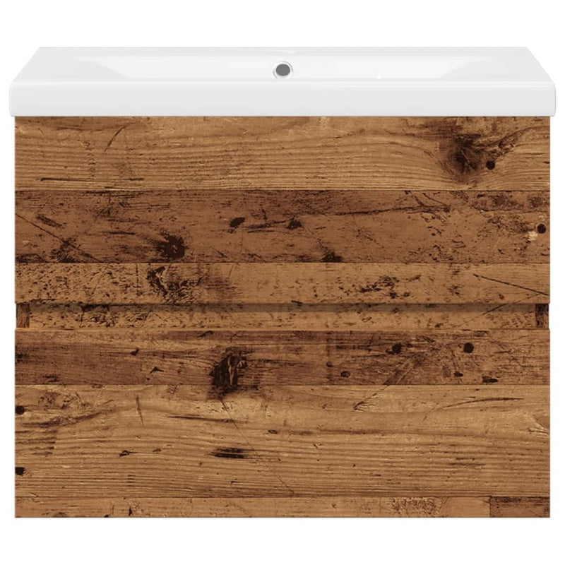 vidaXL antik fa színű mosdószekrény beépített mosdókagylóval