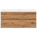 vidaXL kézműves tölgy mosdószekrény beépített mosdókagylóval