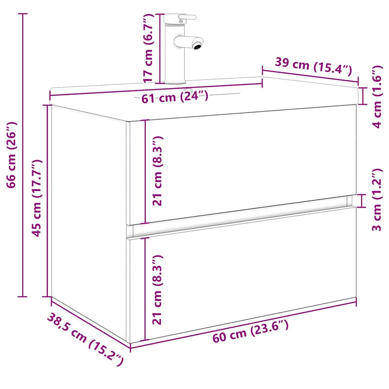 vidaXL antik fa mosogatószekrény beépített medencével és csapteleppel