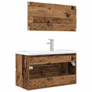 vidaXL 3 részes antik fa színű szerelt fa fürdőszobai bútorszett