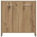 vidaXL 4 részes kézműves tölgy színű szerelt fa fürdőszobai bútorszett