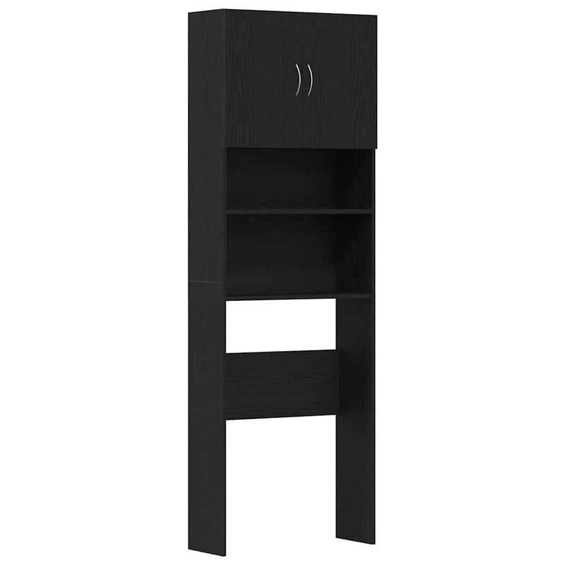 vidaXL fekete tölgy szerelt fa mosógépszekrény 64 x 24 x 190 cm