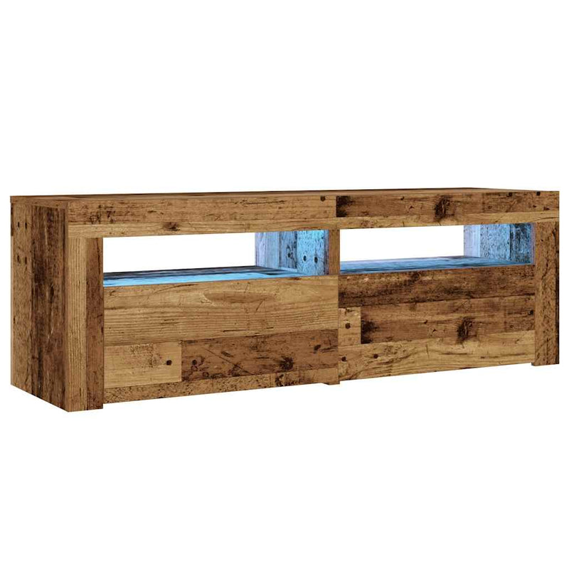 vidaXL 2 db antik fa színű éjjeliszekrény LED-del 60 x 35 x 40 cm