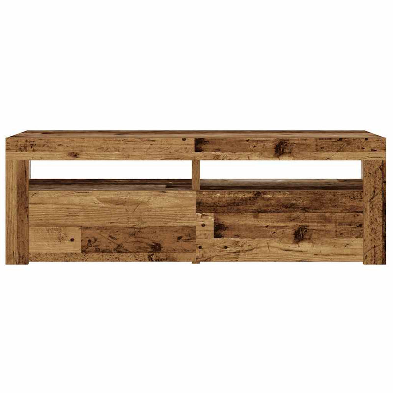 vidaXL 2 db antik fa színű éjjeliszekrény LED-del 60 x 35 x 40 cm
