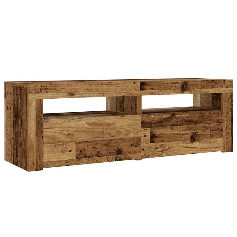 vidaXL 2 db antik fa színű éjjeliszekrény LED-del 60 x 35 x 40 cm