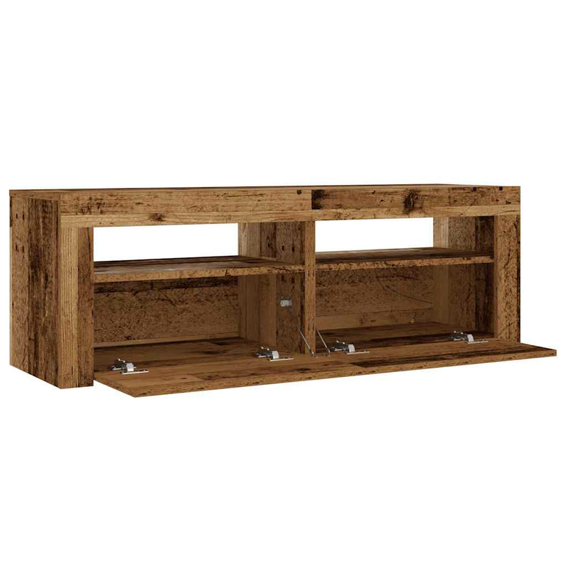 vidaXL 2 db antik fa színű éjjeliszekrény LED-del 60 x 35 x 40 cm