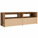 vidaXL 2 db antik fa színű éjjeliszekrény LED-del 60 x 35 x 40 cm