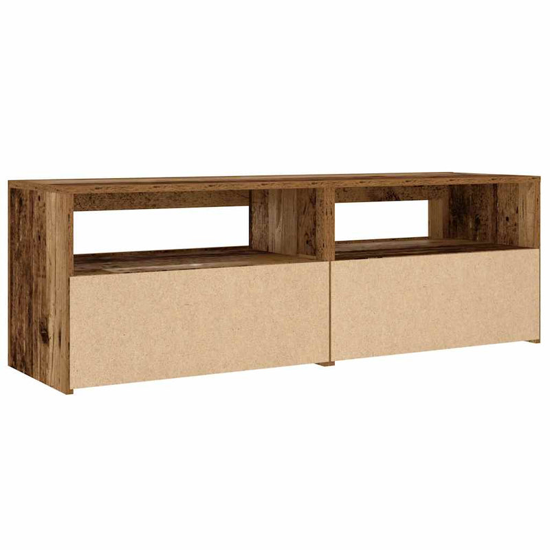 vidaXL 2 db antik fa színű éjjeliszekrény LED-del 60 x 35 x 40 cm