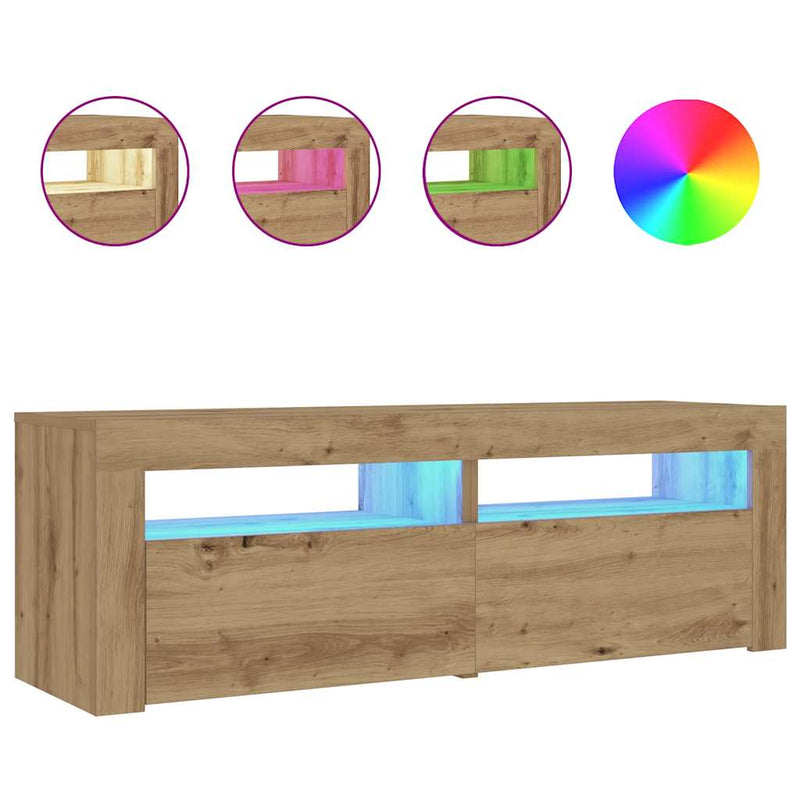 vidaXL 2 db kézműves tölgy színű éjjeliszekrény LED-del 60 x 35 x 40cm