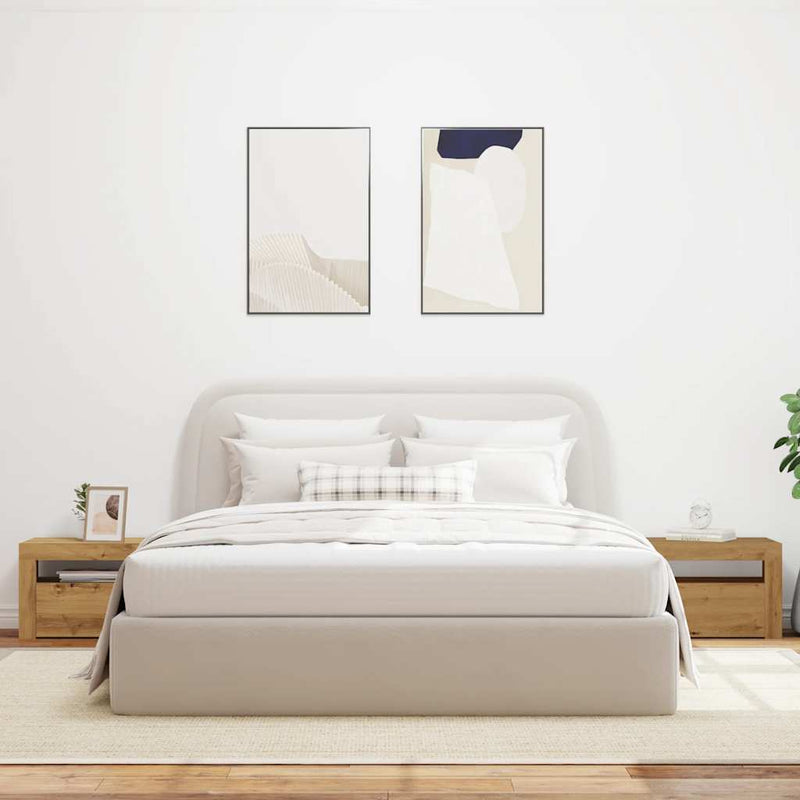 vidaXL 2 db kézműves tölgy színű éjjeliszekrény LED-del 60 x 35 x 40cm