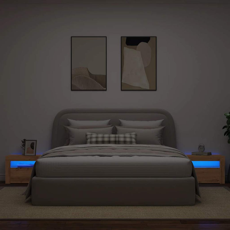 vidaXL 2 db kézműves tölgy színű éjjeliszekrény LED-del 60 x 35 x 40cm