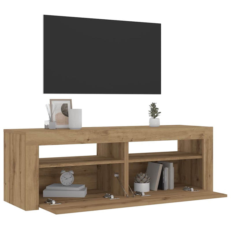 vidaXL 2 db kézműves tölgy színű éjjeliszekrény LED-del 60 x 35 x 40cm