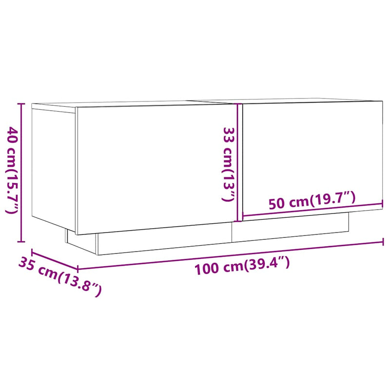 vidaXL kézműves tölgy színű szerelt fa éjjeliszekrény 100 x 35 x 40 cm