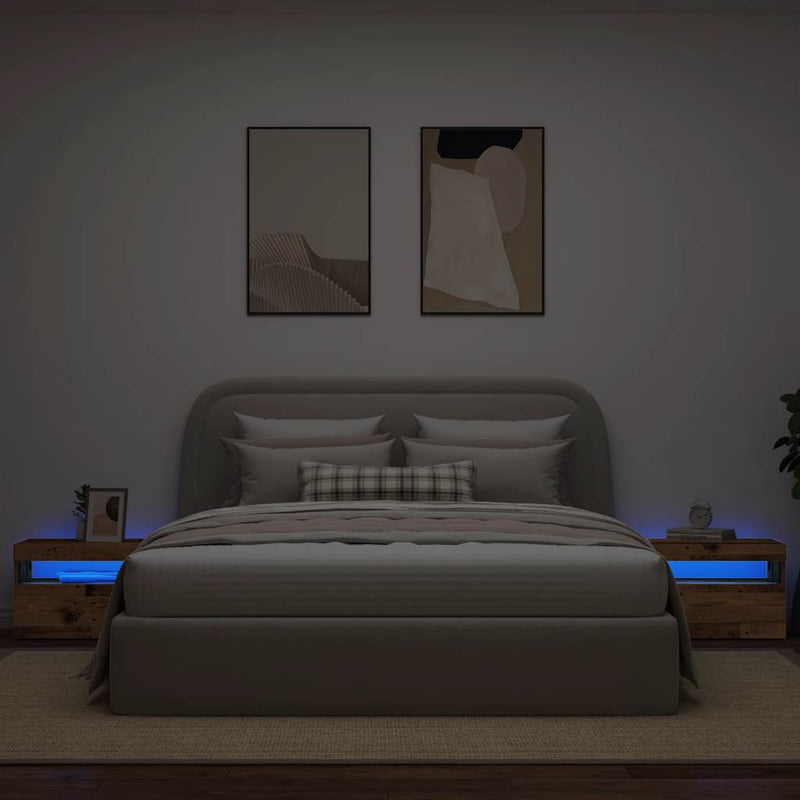 vidaXL éjjeliszekrény LED fényekkel régi fa 60x35x40 cm gépelt fa