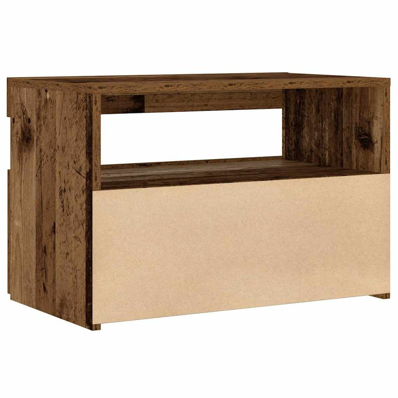 vidaXL éjjeliszekrény LED fényekkel régi fa 60x35x40 cm gépelt fa
