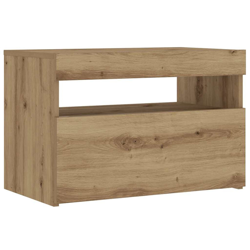 vidaXL Éjjeli szekrény LED lámpákkal kézműves tölgy 60x35x40 cm