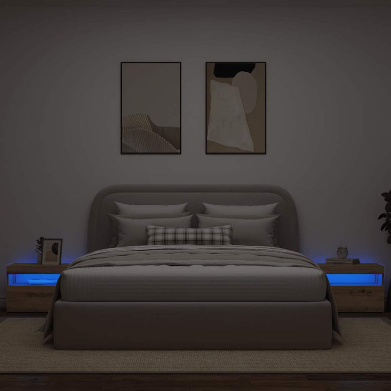 vidaXL Éjjeli szekrény LED lámpákkal kézműves tölgy 60x35x40 cm