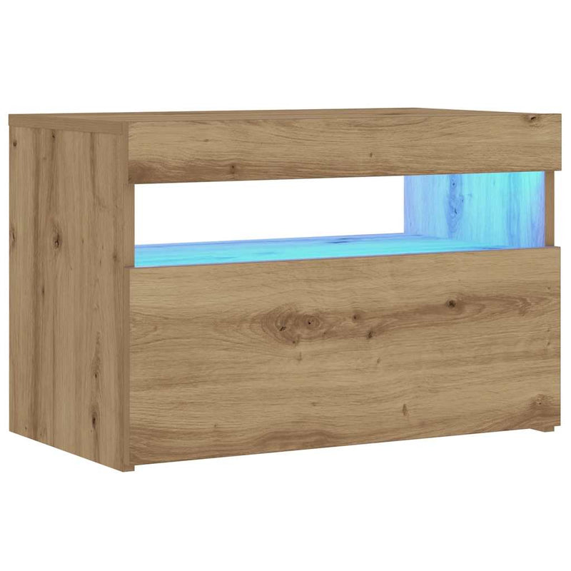 vidaXL Éjjeli szekrény LED lámpákkal kézműves tölgy 60x35x40 cm