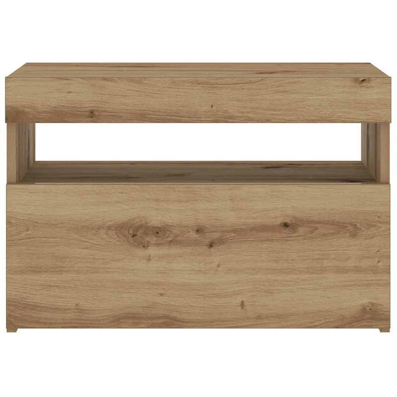 vidaXL Éjjeli szekrény LED lámpákkal kézműves tölgy 60x35x40 cm
