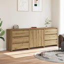 vidaXL 3 részes kézműves tölgy színű szerelt fa tálalószekrény