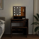 vidaXL fésülködőasztal szett LED-del antik fa szerelt fa