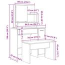vidaXL fésülködőasztal szett antik fa szerelt fa