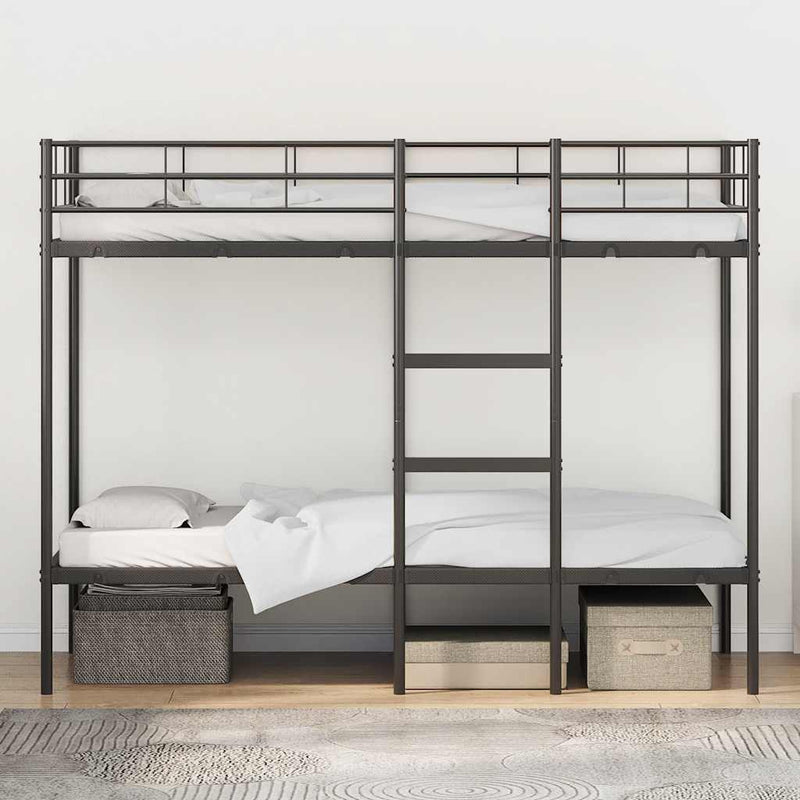 vidaXL fekete acél emeletes ágy matrac nélkül 90 x 200 cm
