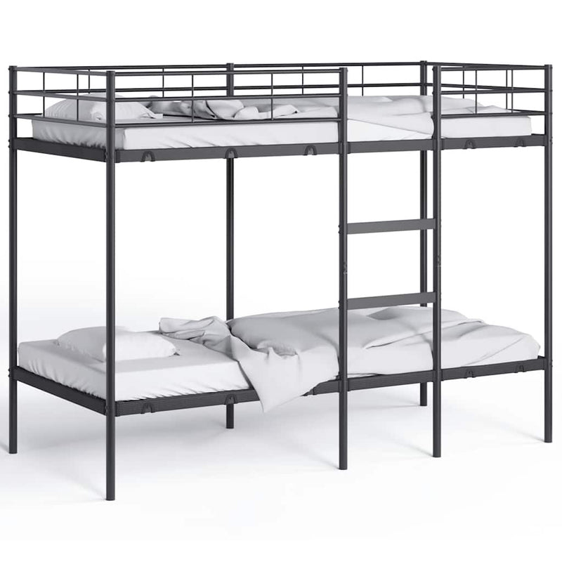 vidaXL fekete acél emeletes ágy matrac nélkül 90 x 200 cm