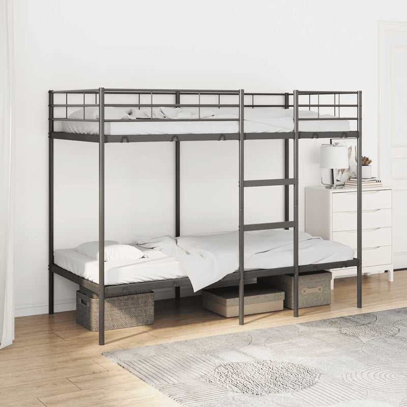 vidaXL fekete acél emeletes ágy matrac nélkül 90 x 200 cm