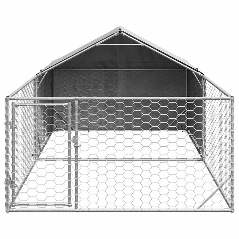 vidaXL horganyzott acél kültéri kutyafuttató kifutóval 5x2x1,5 m