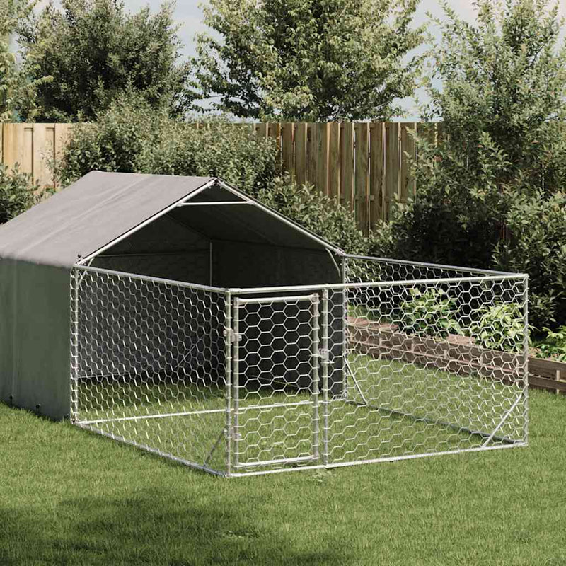 vidaXL horganyzott acél kültéri kutyafuttató kifutóval 7x2x1,5 m