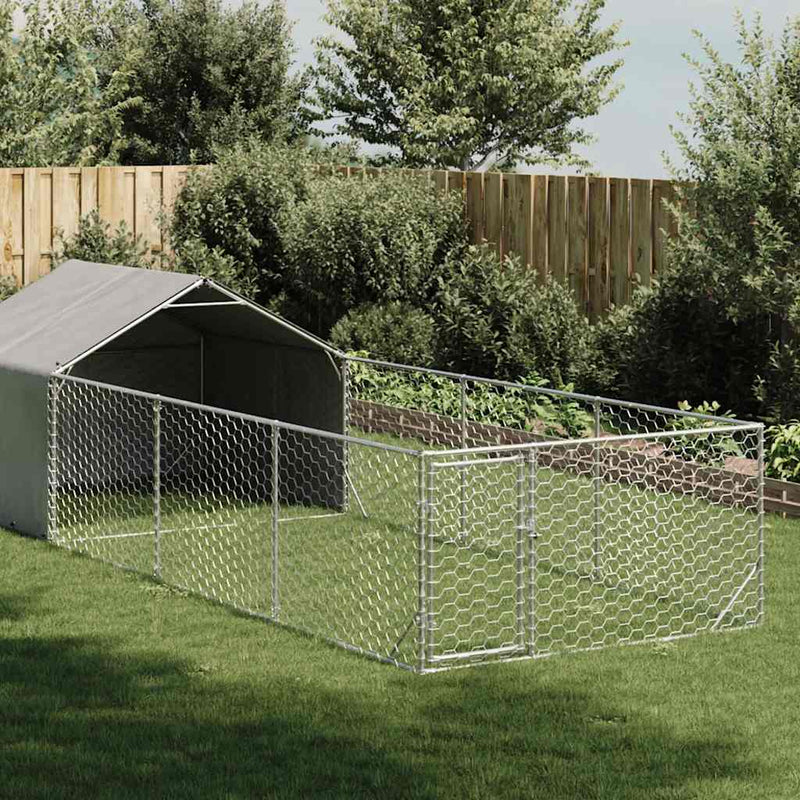 vidaXL horganyzott acél kültéri kutyafuttató kifutóval 6x2x1,5 m