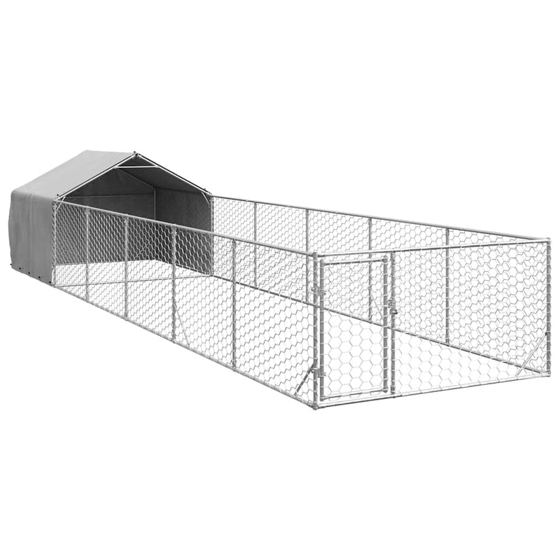 vidaXL horganyzott acél kültéri kutyafuttató kifutóval 8x2x1,5 m
