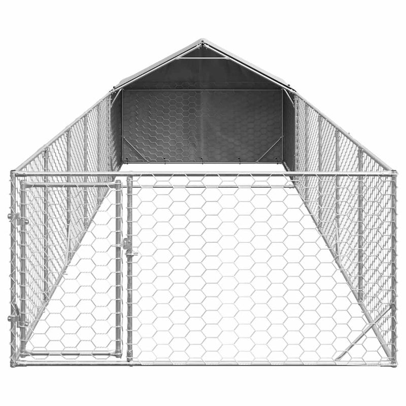 vidaXL horganyzott acél kültéri kutyafuttató kifutóval 8x2x1,5 m