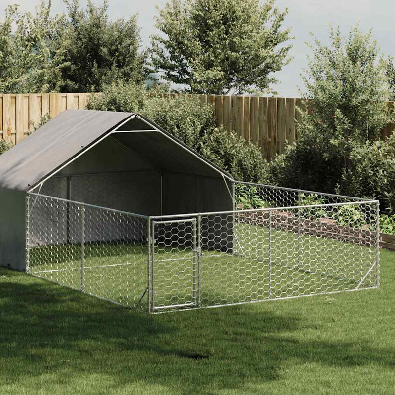 vidaXL horganyzott acél kültéri kutyafuttató kifutóval 6x3x1,9 m