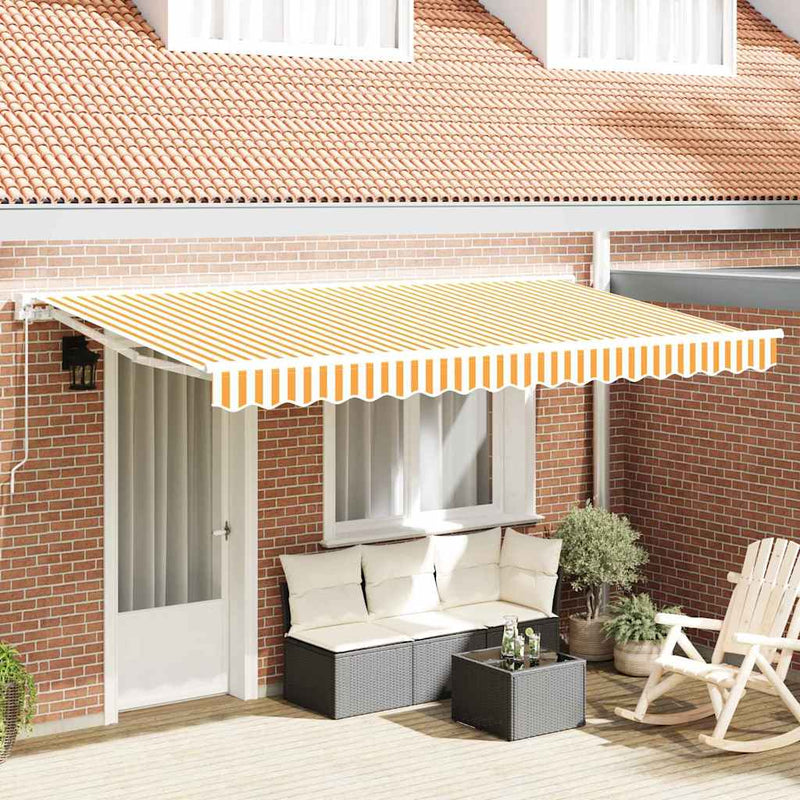 vidaXL Napellenző ponyva Sárga és fehér 400 x 200 cm Vászon