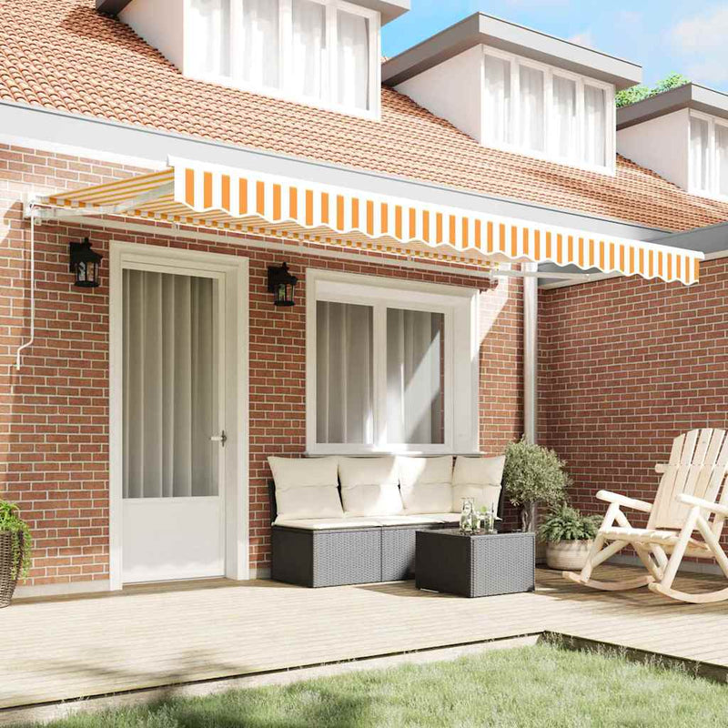 vidaXL Napellenző ponyva Sárga és fehér 400 x 200 cm Vászon