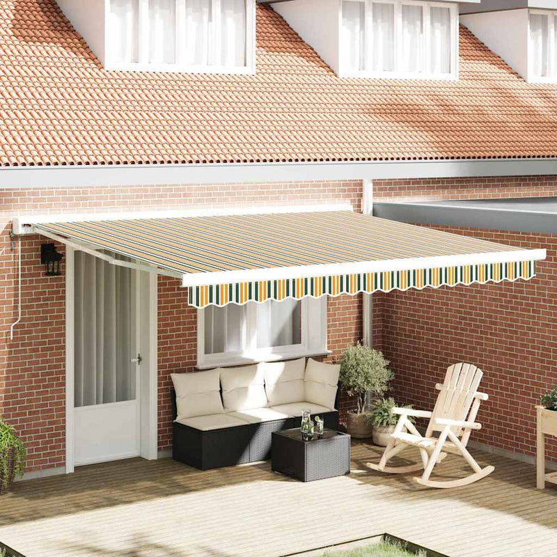 vidaXL Napellenző ponyva Zöld és sárga 400 × 300 cm Vászon
