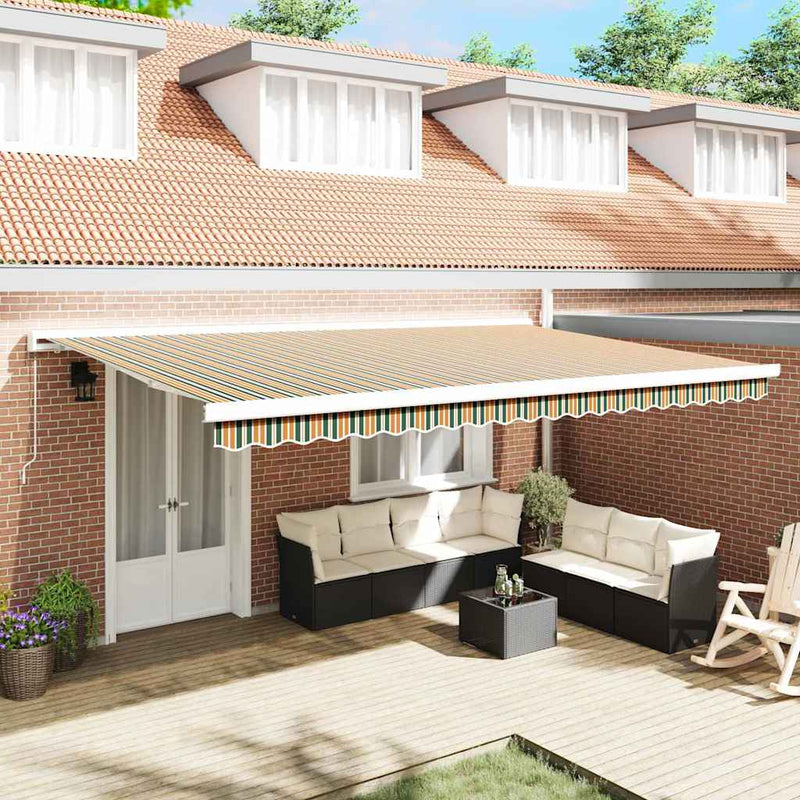 vidaXL Napellenző ponyva Zöld és sárga 500 × 350 cm Vászon