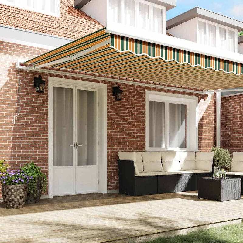 vidaXL Napellenző ponyva Zöld és sárga 500 × 350 cm Vászon