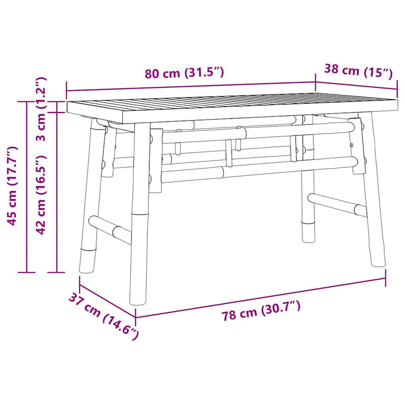 vidaXL Pad Barna 80 x 38 x 45 cm bambusz